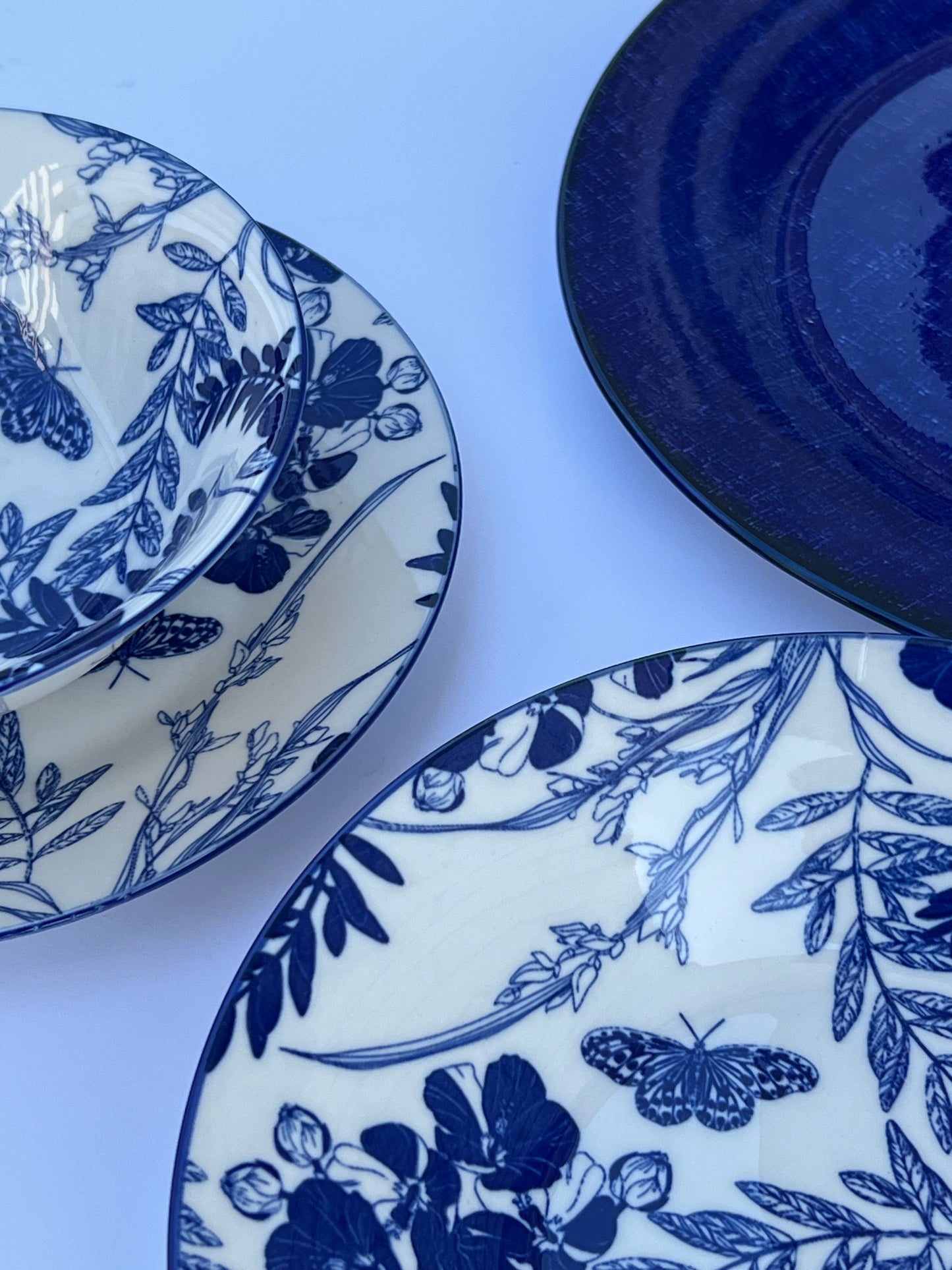 24 piece luxury blue plate set