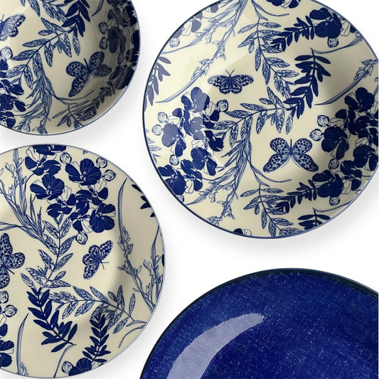 24 piece luxury blue plate set