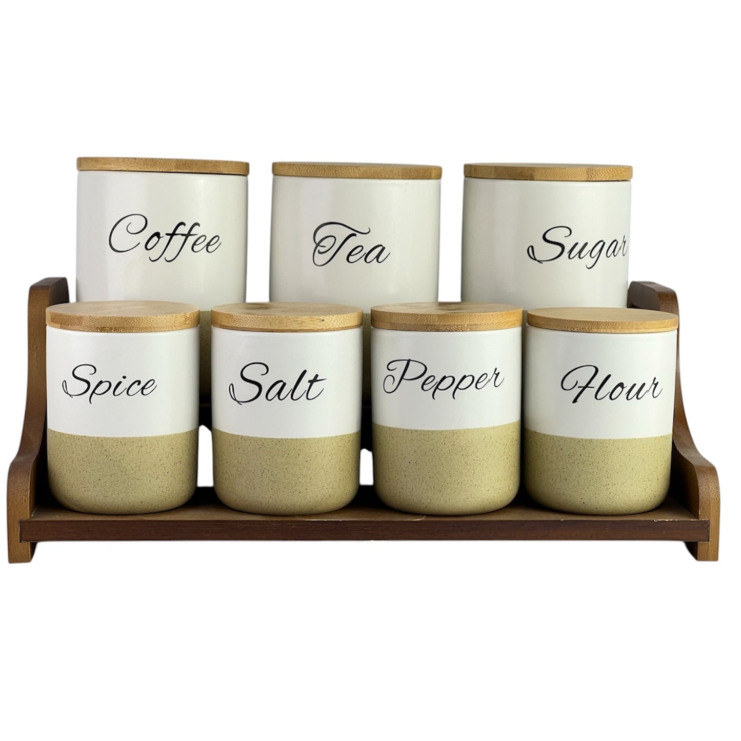 Beige and white spice organizer set