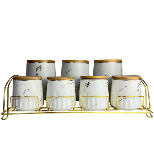 White and golden cream spicejar set