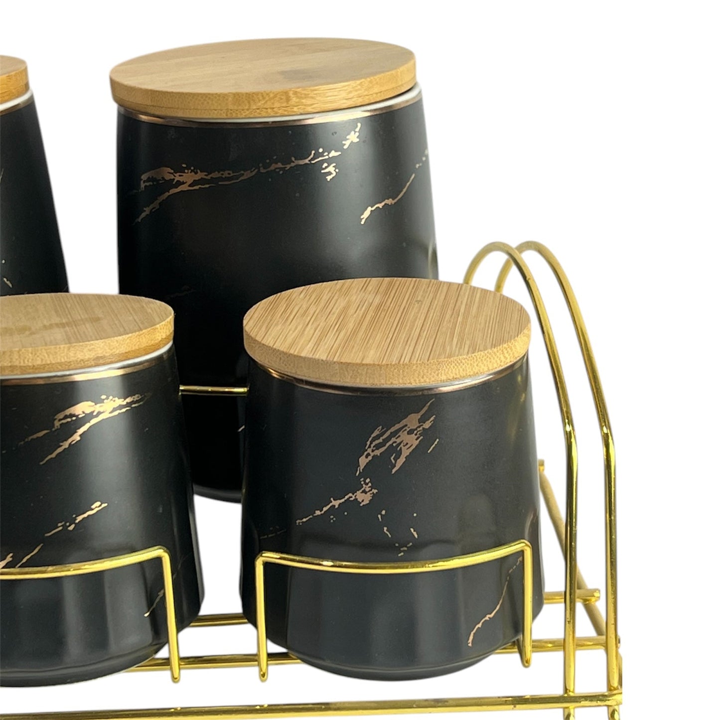 Black and golden ceramic spice set