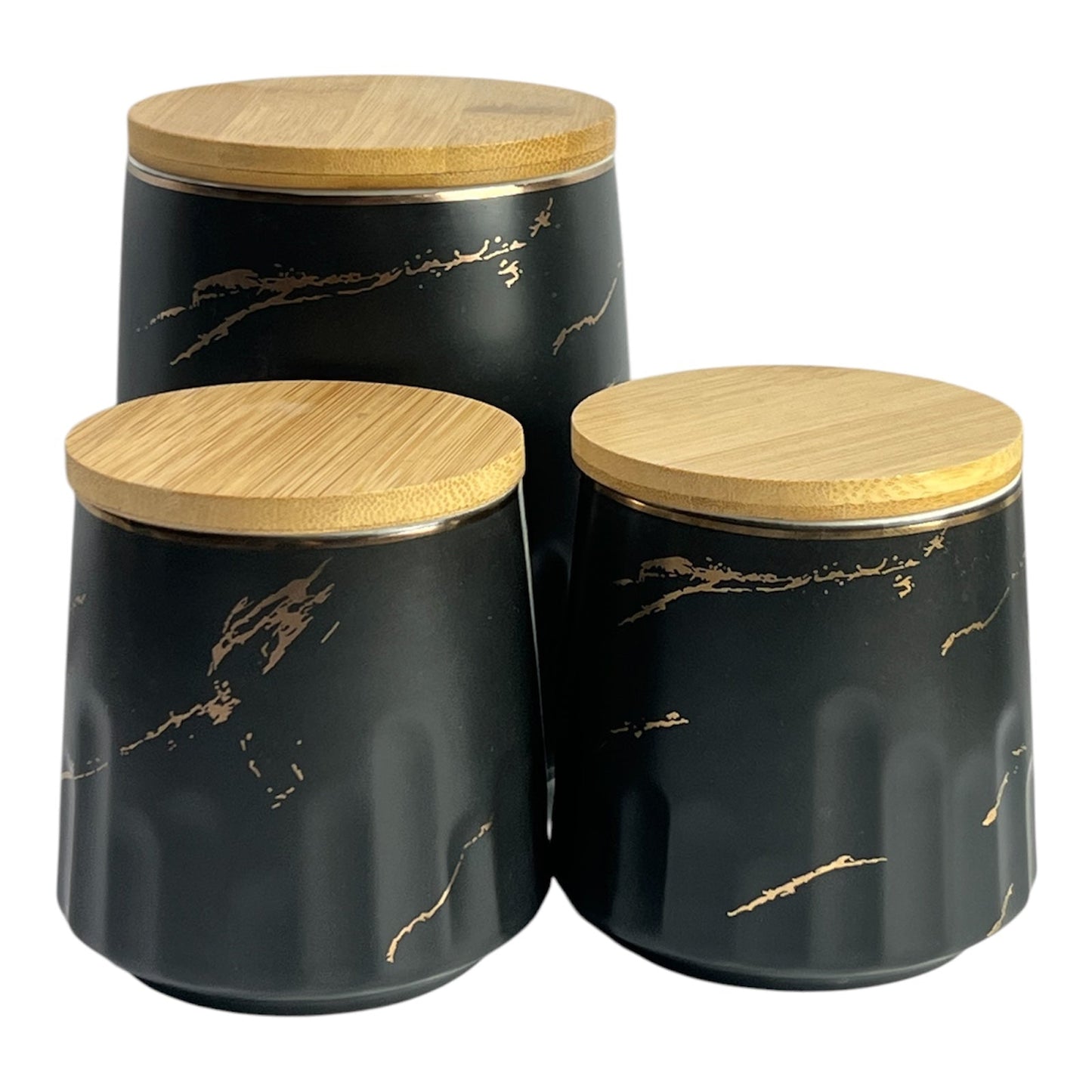 Black and golden ceramic spice set