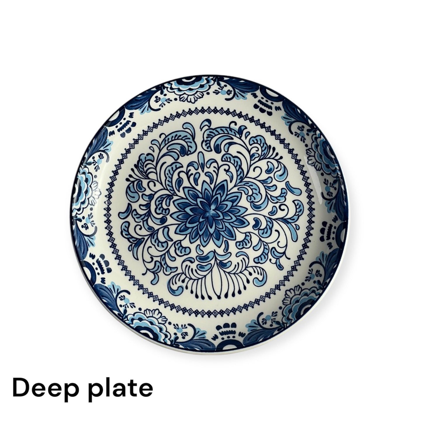 White and blue plates