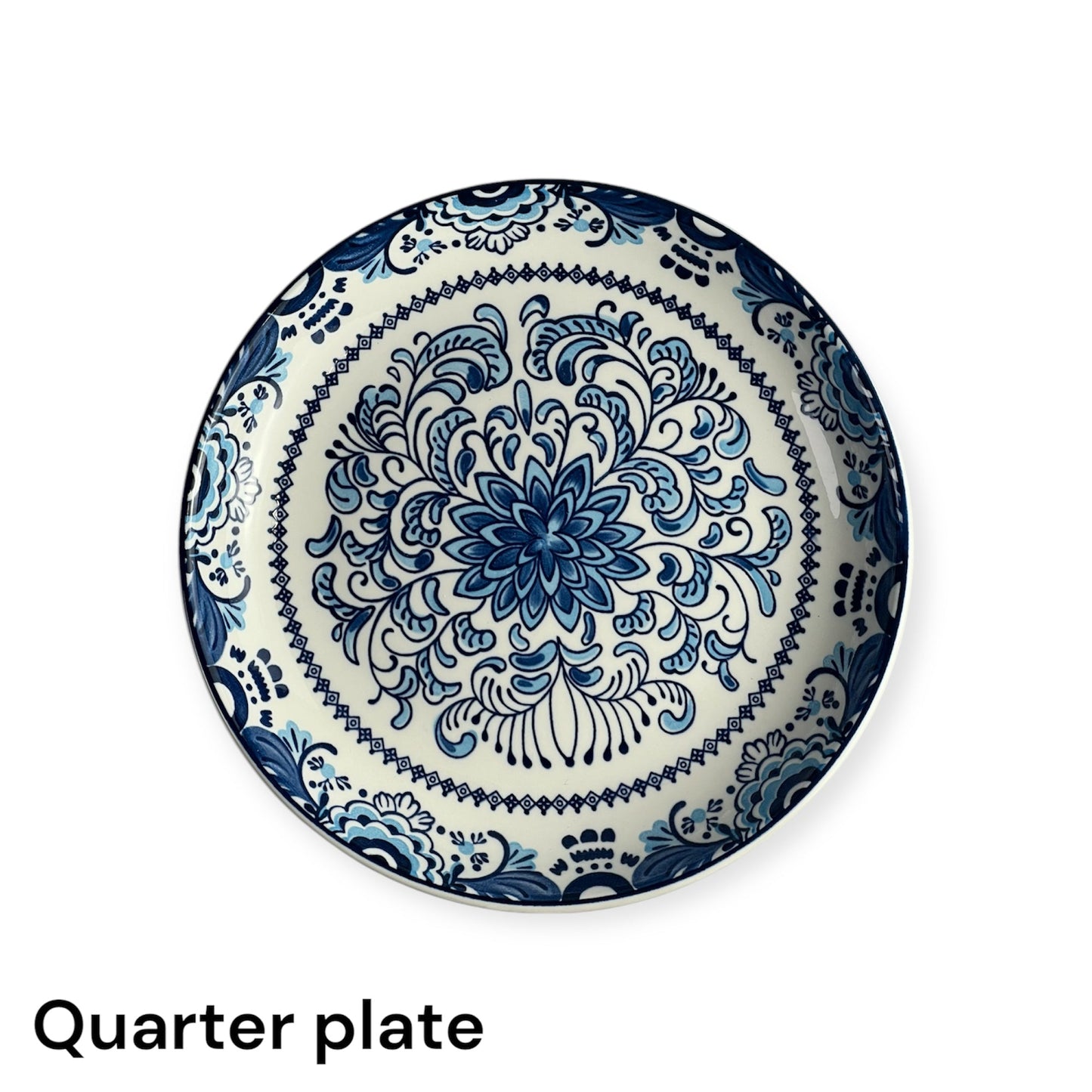 White and blue plates