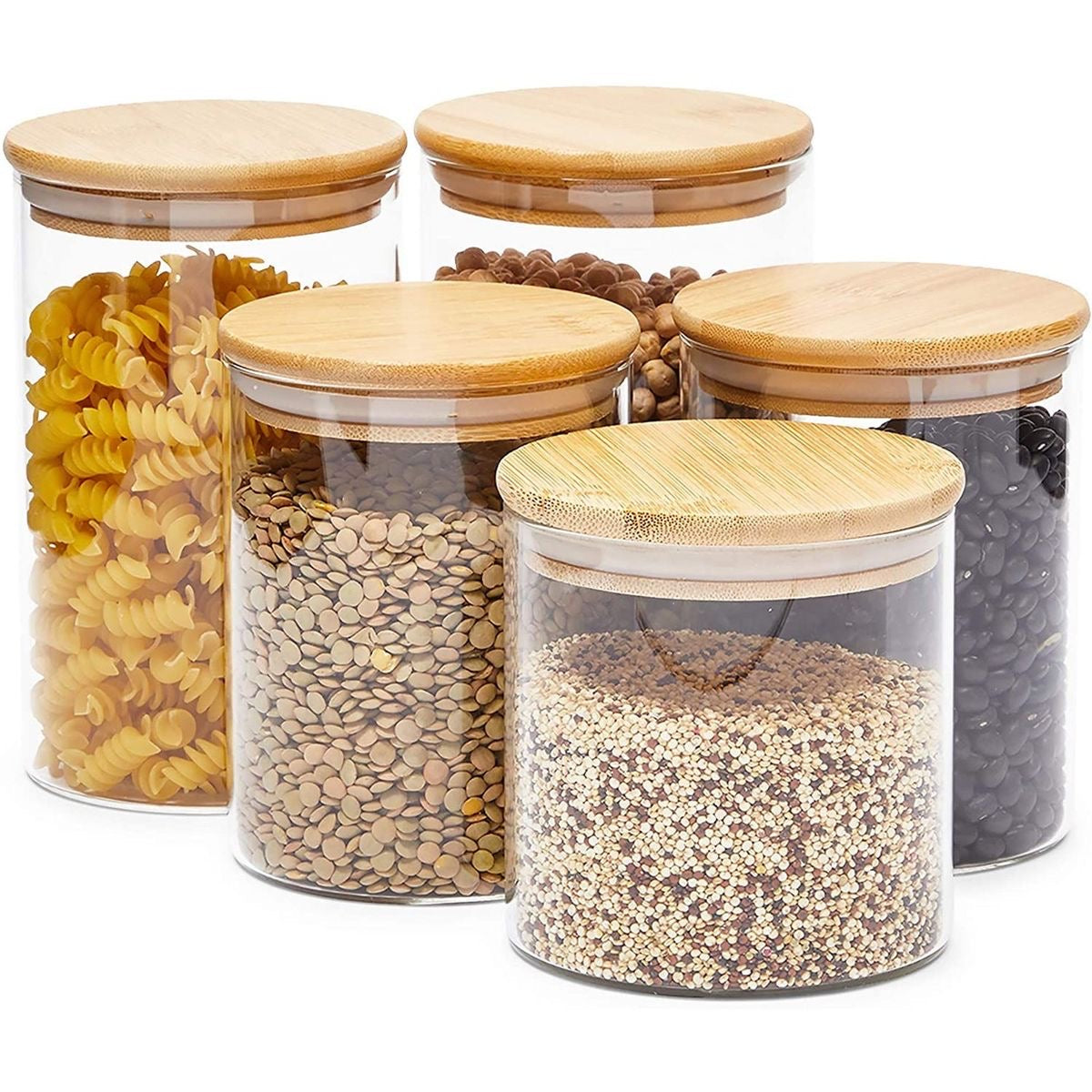 Bamboo lid air tight glass jars